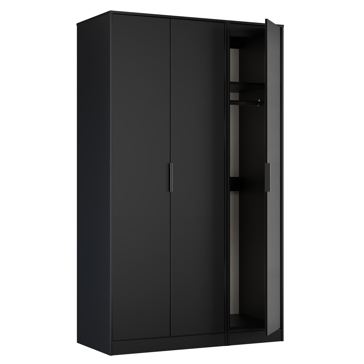 Hong Kong B Tall Wardrobe Black 3 Doors 1 Shelf 198cm