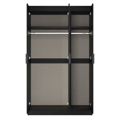 Hong Kong B Tall Wardrobe Black 3 Doors 1 Shelf 198cm