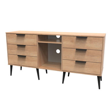 Hong Kong B Large Sideboard Dark Oak 2 Shelves 6 Drawers 152cm