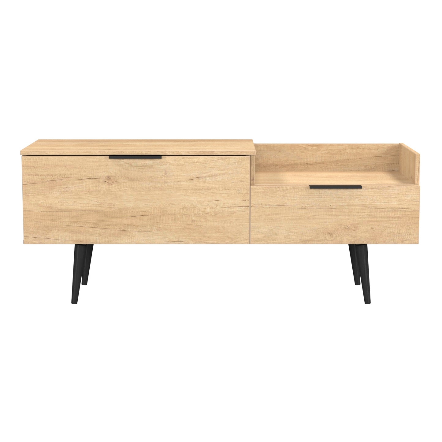 Hong Kong B TV Unit Dark Oak 1 Shelf 2 Drawers 128cm