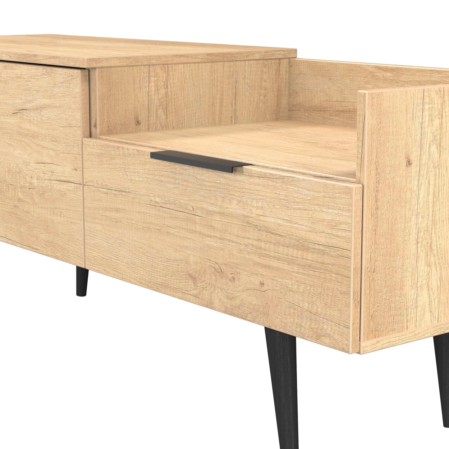 Hong Kong B TV Unit Dark Oak 1 Shelf 2 Drawers 128cm