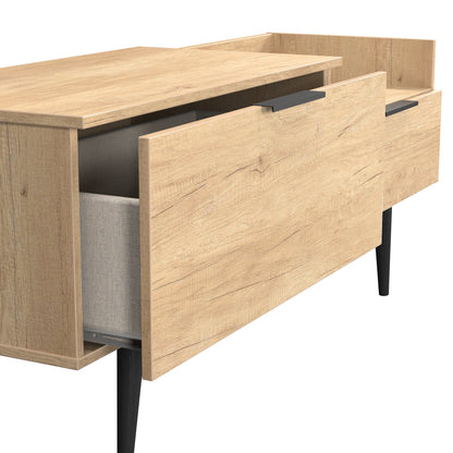 Hong Kong B TV Unit Dark Oak 1 Shelf 2 Drawers 128cm