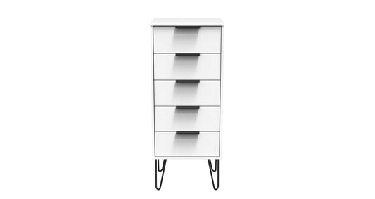 Hong Kong C Tall Tallboy White 5 Drawers 109cm