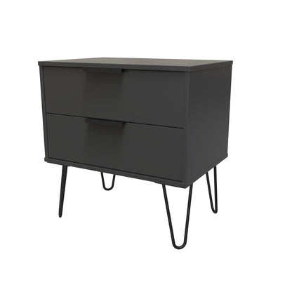 Hong Kong C Side Table Black 2 Drawers 60cm