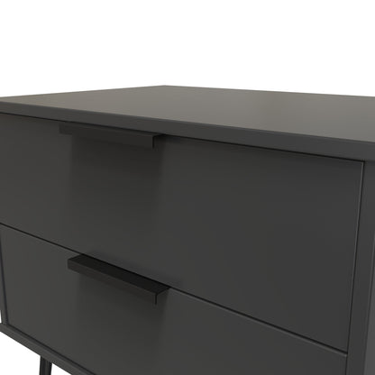 Hong Kong C Side Table Black 2 Drawers 60cm