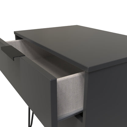 Hong Kong C Side Table Black 2 Drawers 60cm