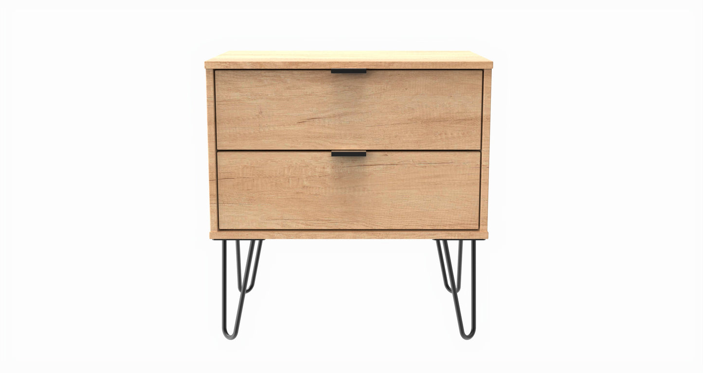 Hong Kong C Side Table Dark Oak 2 Drawers 40cm
