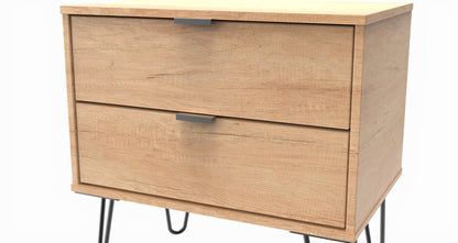 Hong Kong C Side Table Dark Oak 2 Drawers 40cm