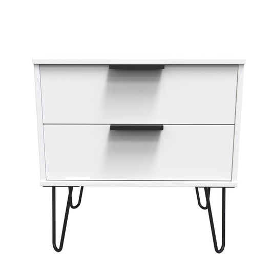 Hong Kong C Side Table White 2 Drawers 60cm