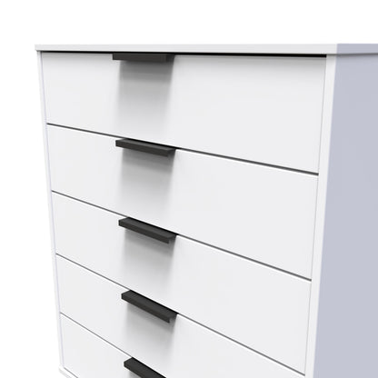 Hong Kong C Tall Chest of Drawers White 5 Drawers 109cm