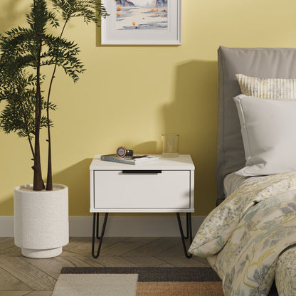 Hong Kong C Bedside Table White 1 Drawer 45cm