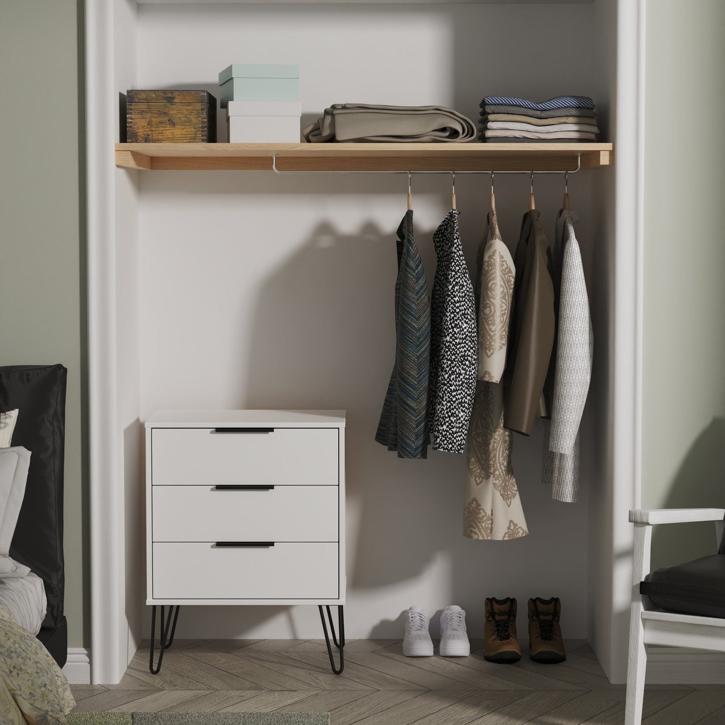 Hong Kong C Chest of Drawers White 3 Drawers 76cm