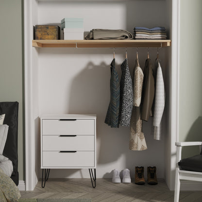 Hong Kong C Chest of Drawers White 3 Drawers 76cm