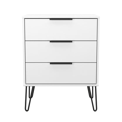Hong Kong C Chest of Drawers White 3 Drawers 76cm