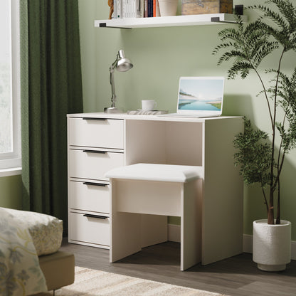 Hong Kong C Desk Off-White 4 Drawers 97cm