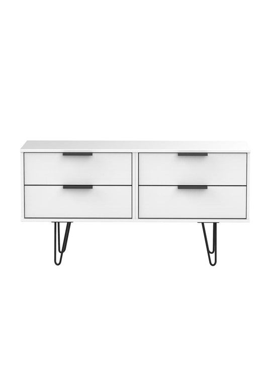 Hong Kong C Large Chest of Drawers White 4 Drawers 115cm