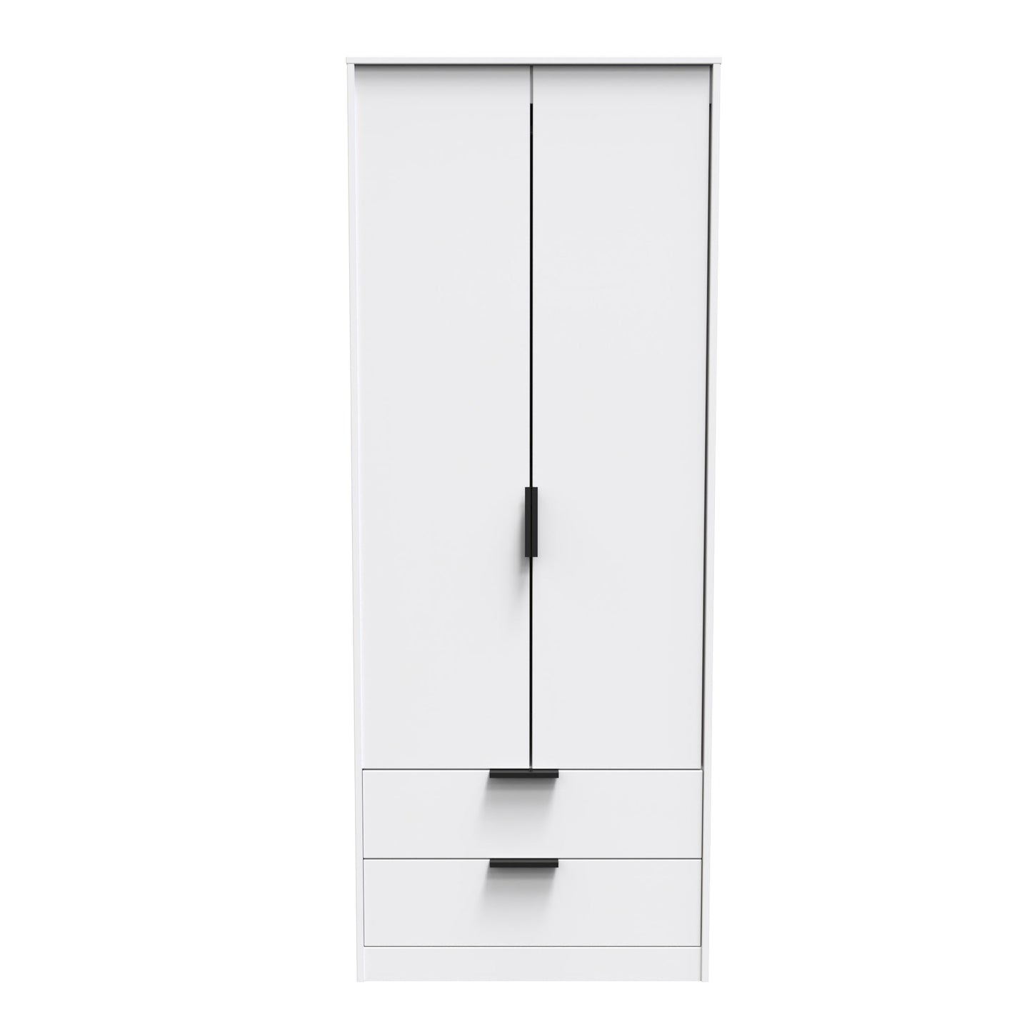 Hong Kong C Tall Wardrobe White 2 Doors 2 Drawers 197cm