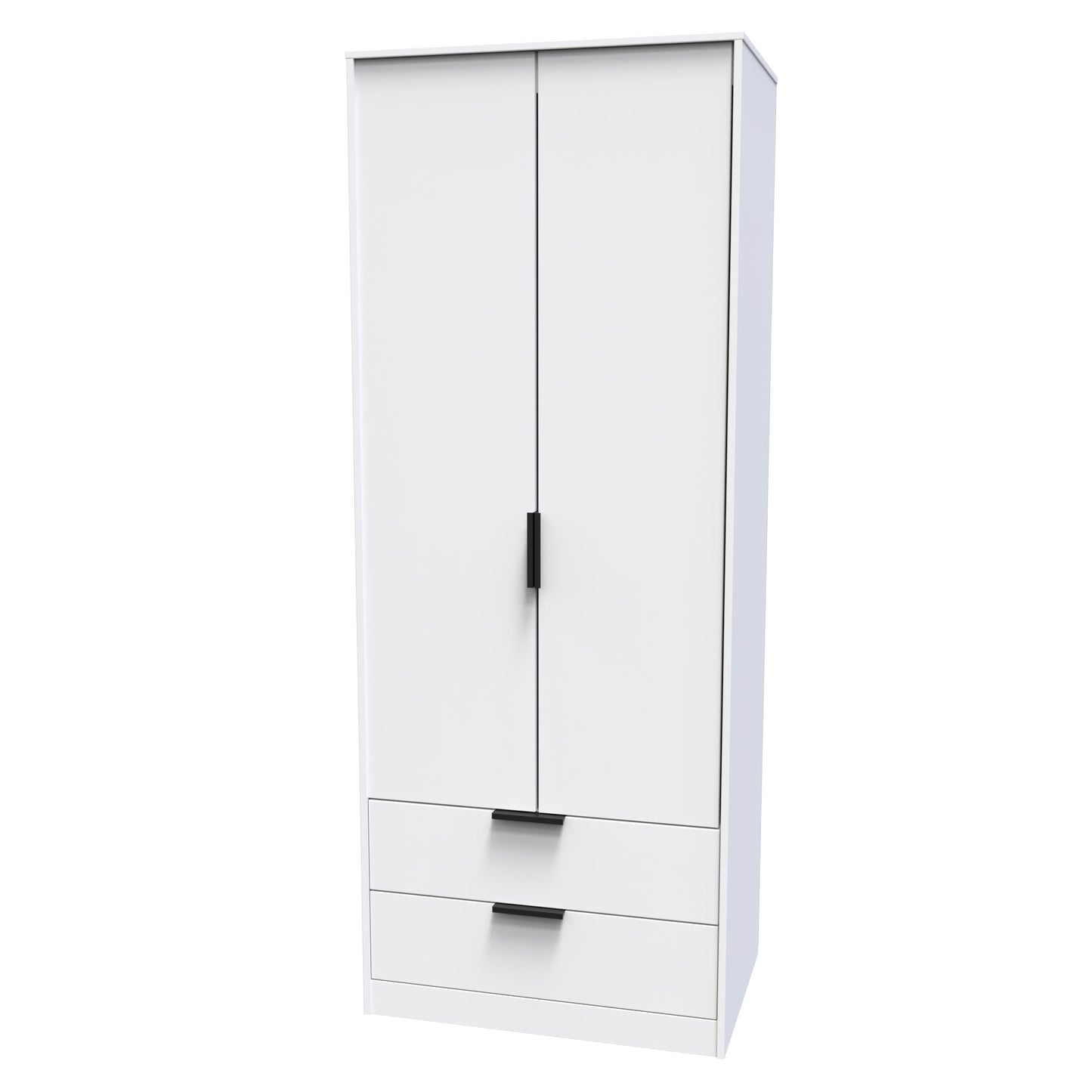 Hong Kong C Tall Wardrobe White 2 Doors 2 Drawers 197cm