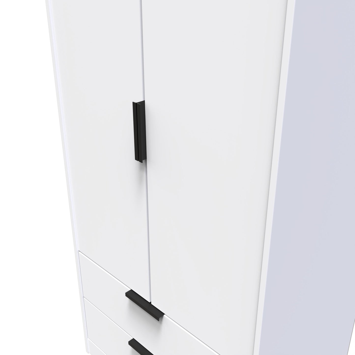 Hong Kong C Tall Wardrobe White 2 Doors 2 Drawers 197cm