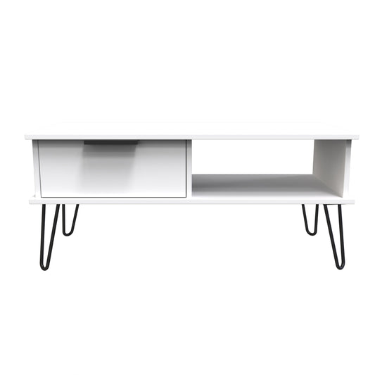 Hong Kong C Coffee Table White 1 Shelf 1 Drawer 92cm