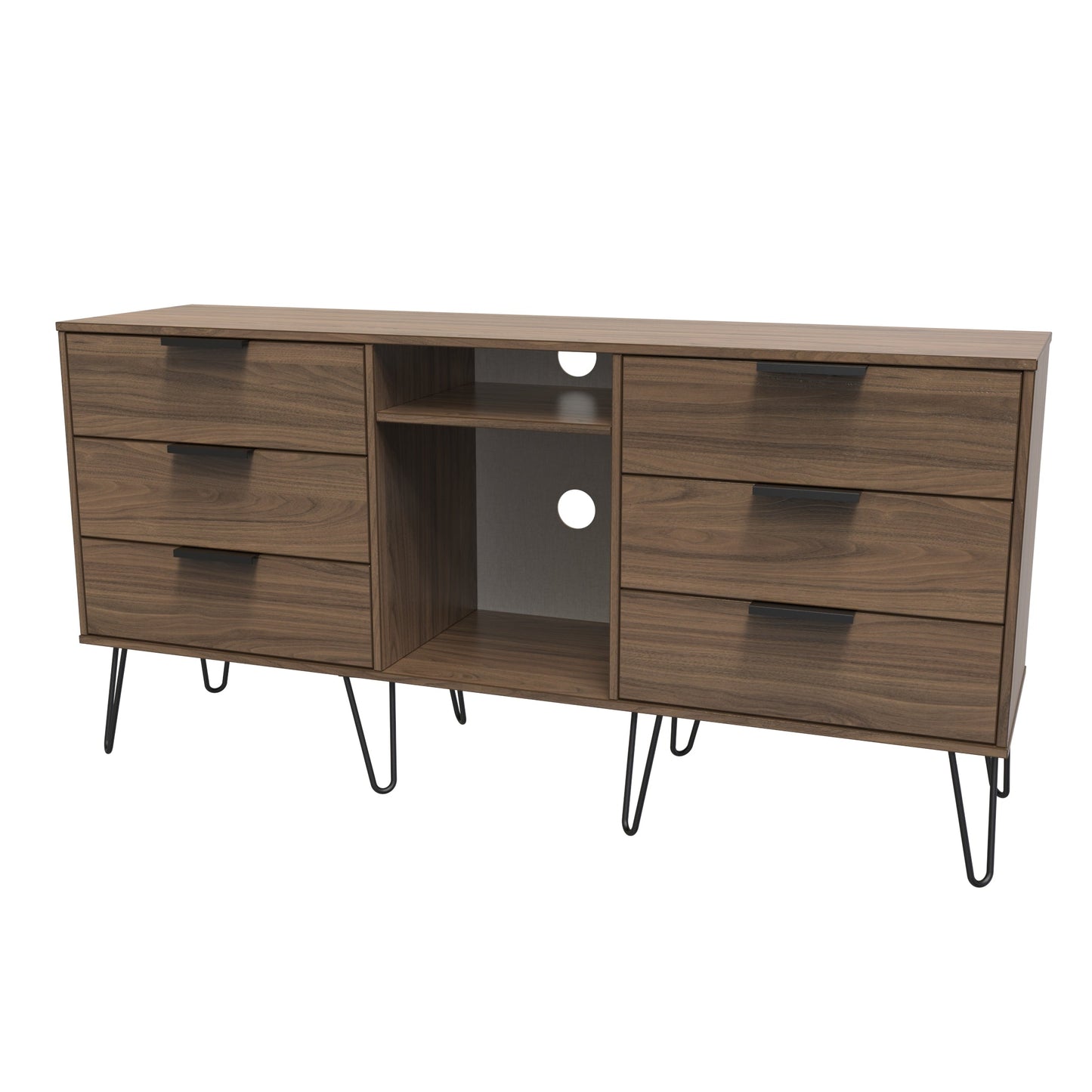 Hong Kong C Large Sideboard Oak 2 Shelves 6 Drawers 40cm