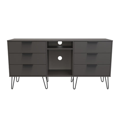 Hong Kong C Large Sideboard Black 2 Shelves 6 Drawers 152cm