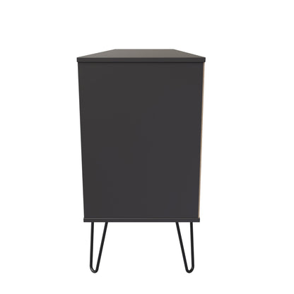 Hong Kong C Large Sideboard Black 2 Shelves 6 Drawers 152cm