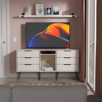 Hong Kong C Large Sideboard Off-White 2 Shelves 6 Drawers 152cm