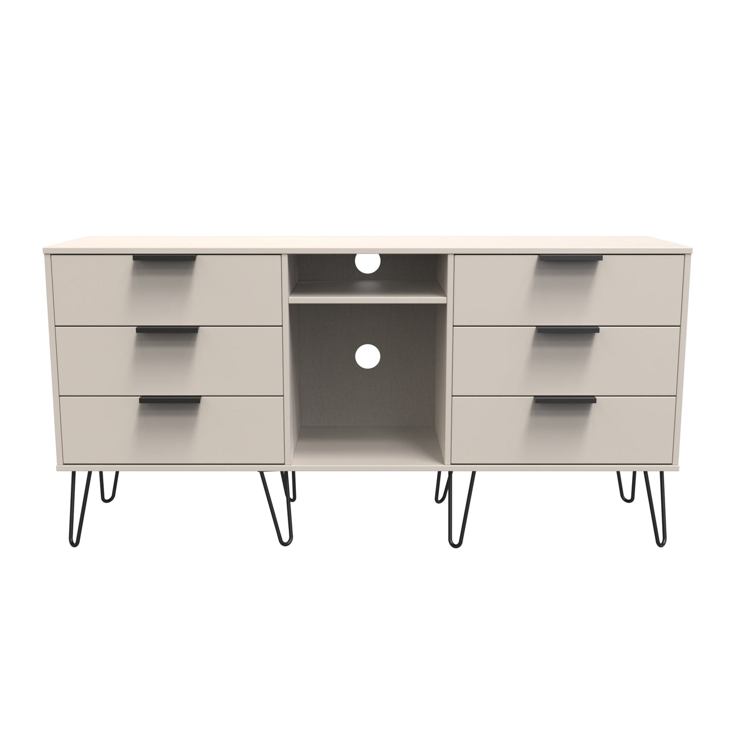 Hong Kong C Large Sideboard Off-White 2 Shelves 6 Drawers 152cm