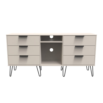 Hong Kong C Large Sideboard Off-White 2 Shelves 6 Drawers 152cm