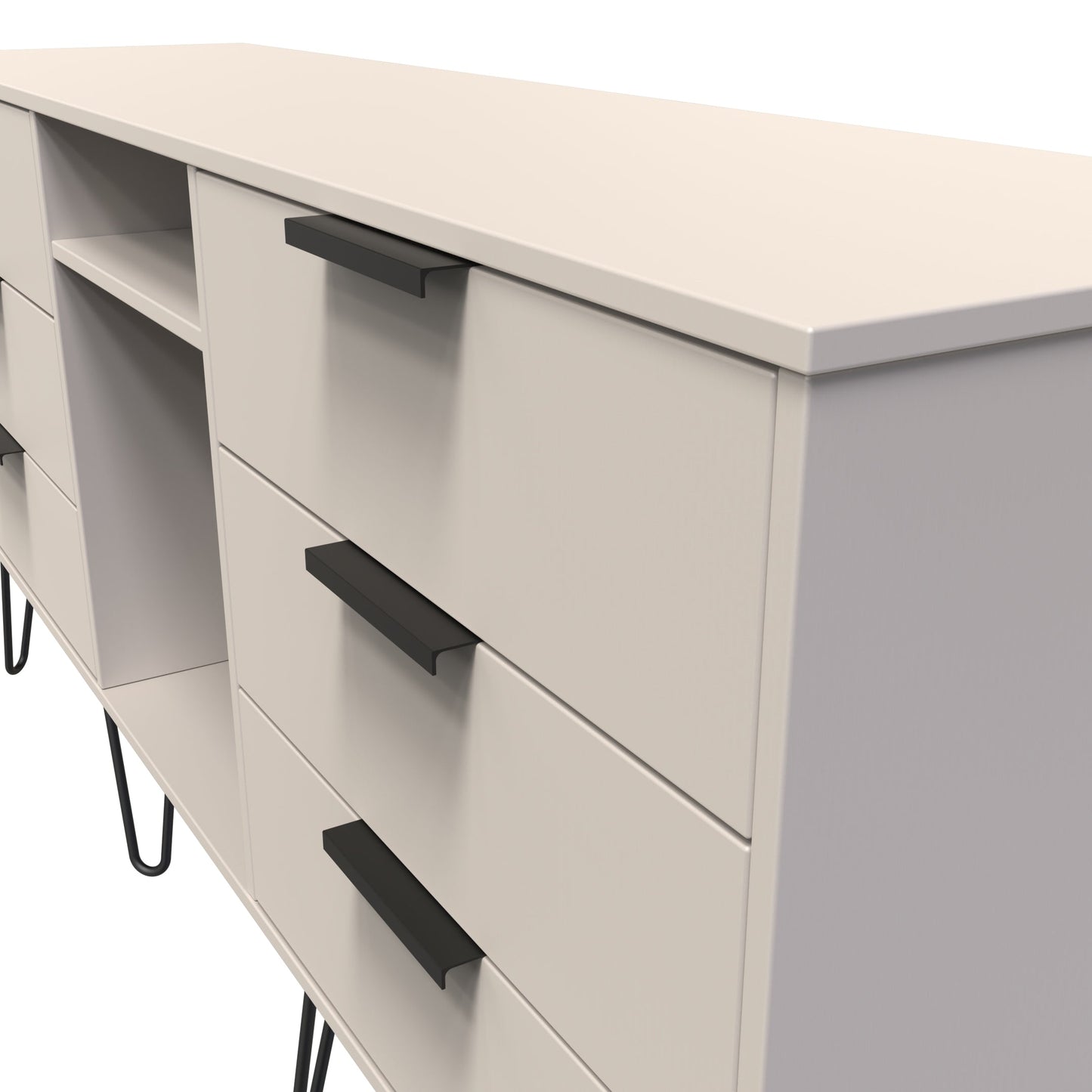 Hong Kong C Large Sideboard Off-White 2 Shelves 6 Drawers 152cm