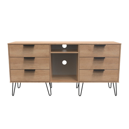 Hong Kong C Large Sideboard Dark Oak 2 Shelves 6 Drawers 40cm