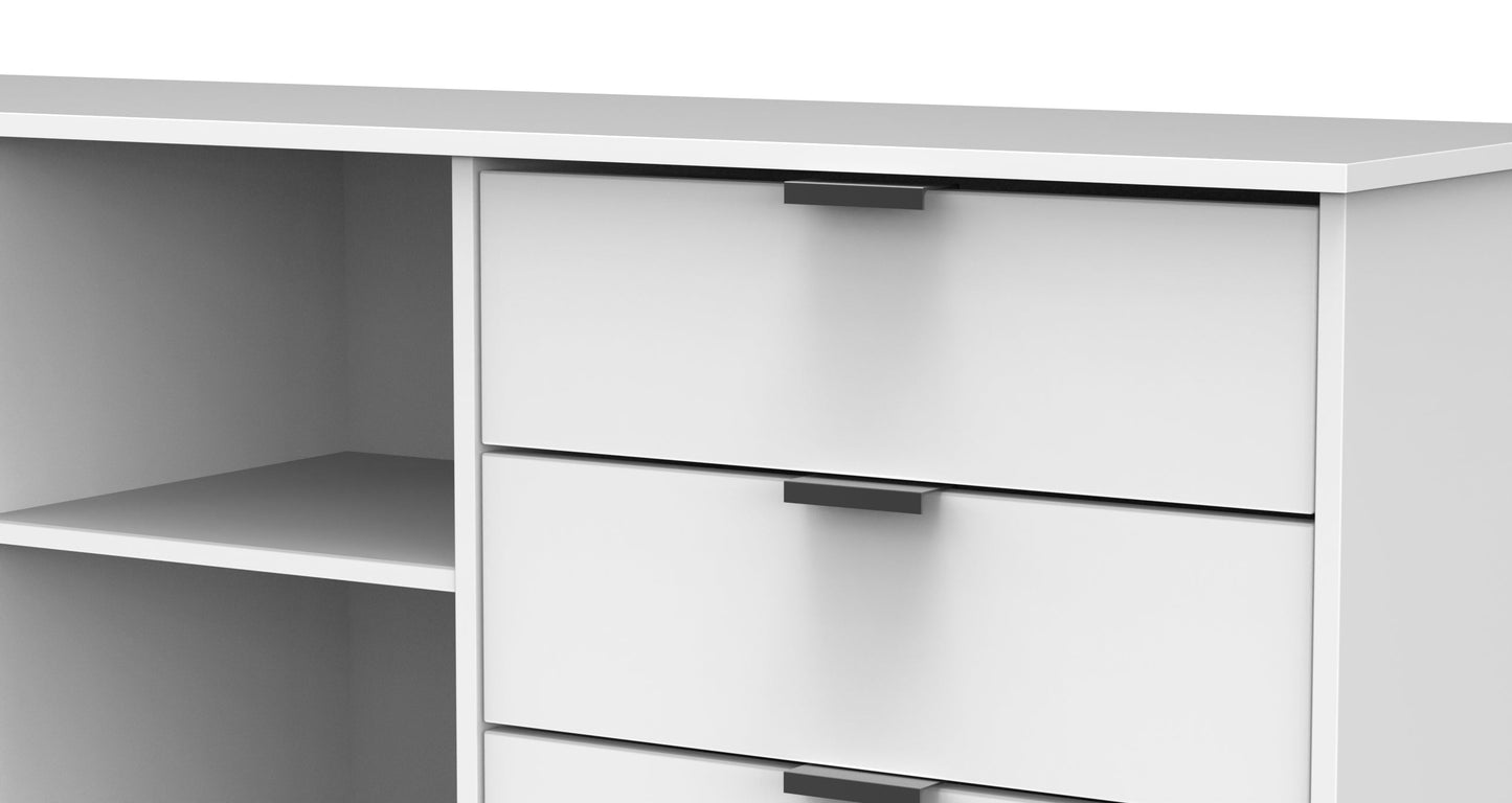 Hong Kong C Large Sideboard White 2 Shelves 6 Drawers 152cm