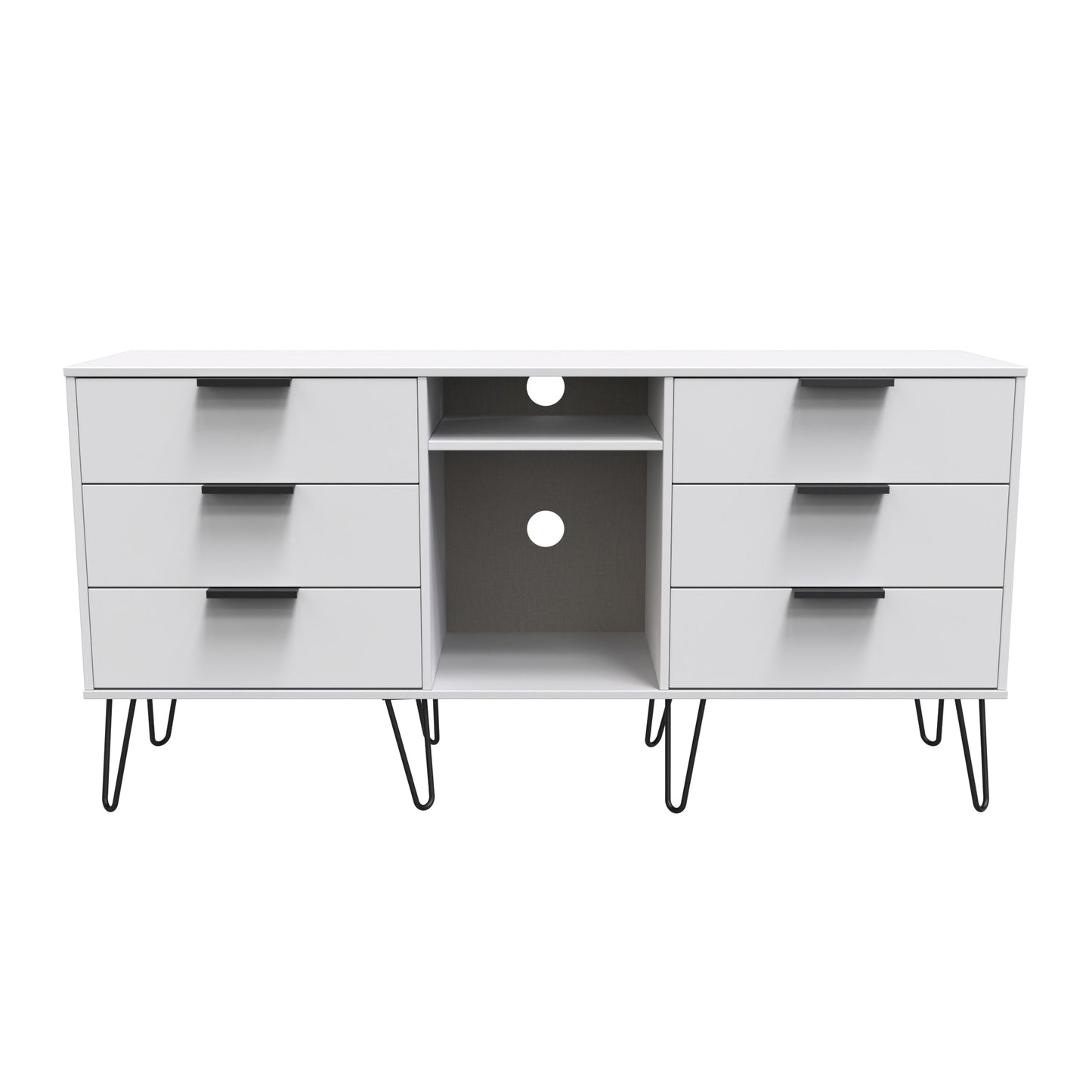 Hong Kong C Large Sideboard White 2 Shelves 6 Drawers 152cm