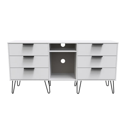 Hong Kong C Large Sideboard White 2 Shelves 6 Drawers 152cm