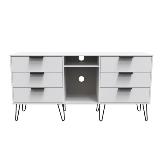 Hong Kong C Large Sideboard White 2 Shelves 6 Drawers 152cm