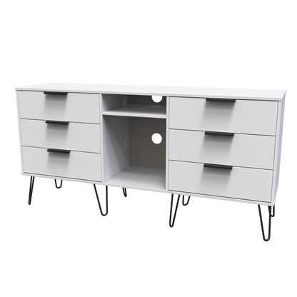 Hong Kong C Large Sideboard White 2 Shelves 6 Drawers 152cm