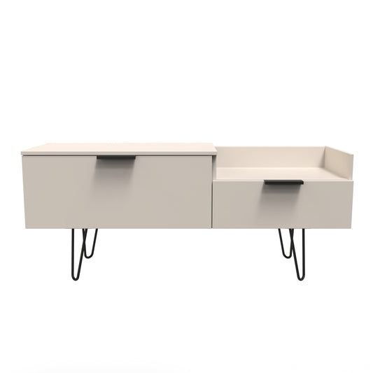 Hong Kong C TV Unit Off-White 1 Shelf 2 Drawers 128cm