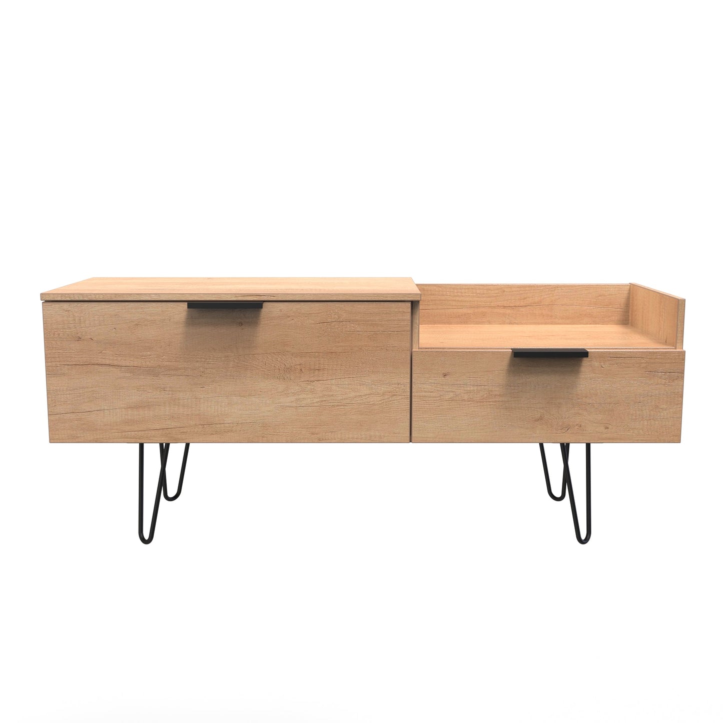 Hong Kong C TV Unit Dark Oak 1 Shelf 2 Drawers 39cm