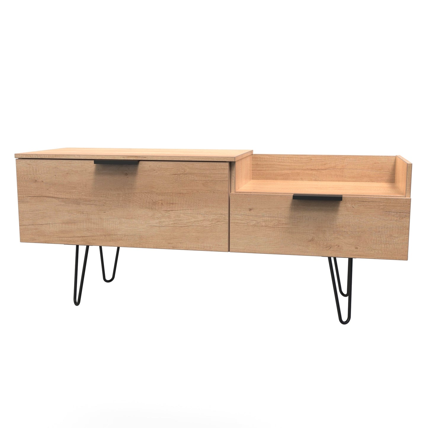 Hong Kong C TV Unit Dark Oak 1 Shelf 2 Drawers 39cm