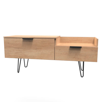 Hong Kong C TV Unit Dark Oak 1 Shelf 2 Drawers 39cm
