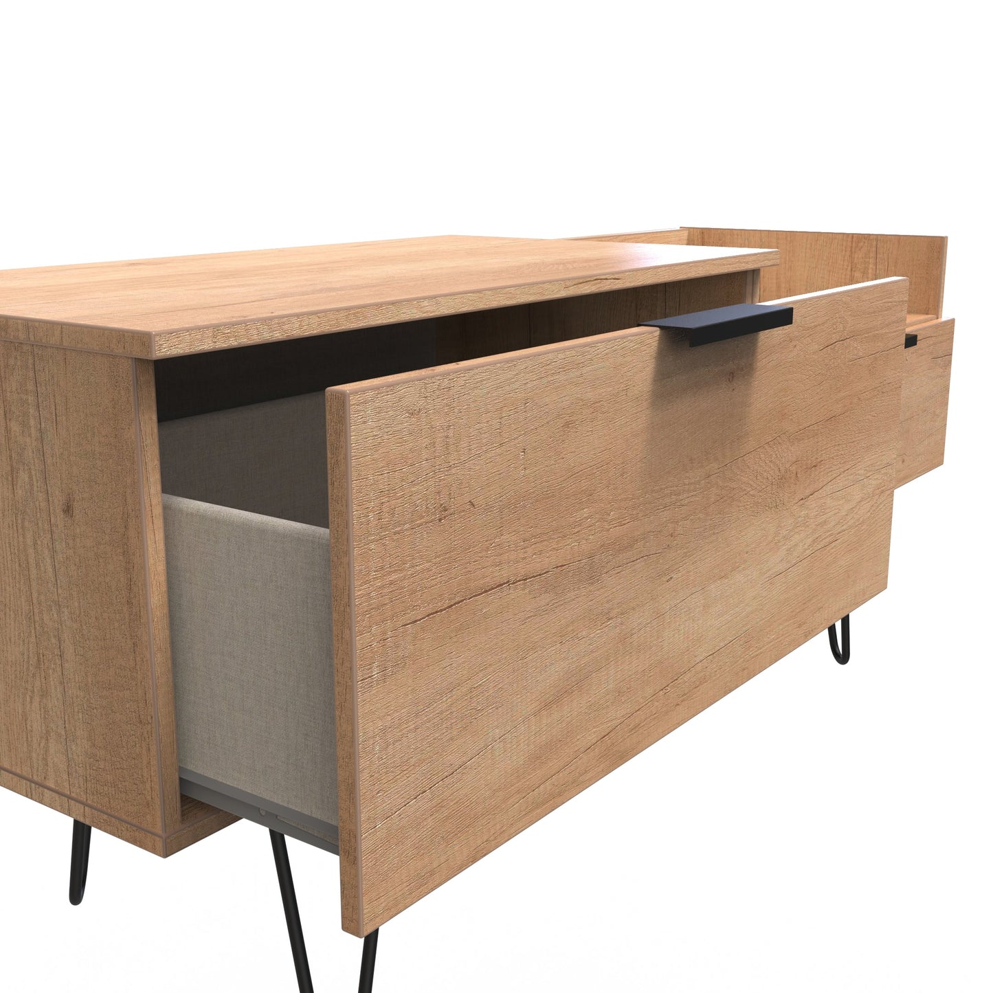 Hong Kong C TV Unit Dark Oak 1 Shelf 2 Drawers 39cm