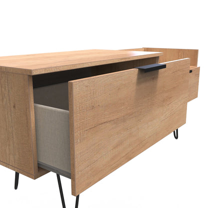 Hong Kong C TV Unit Dark Oak 1 Shelf 2 Drawers 39cm