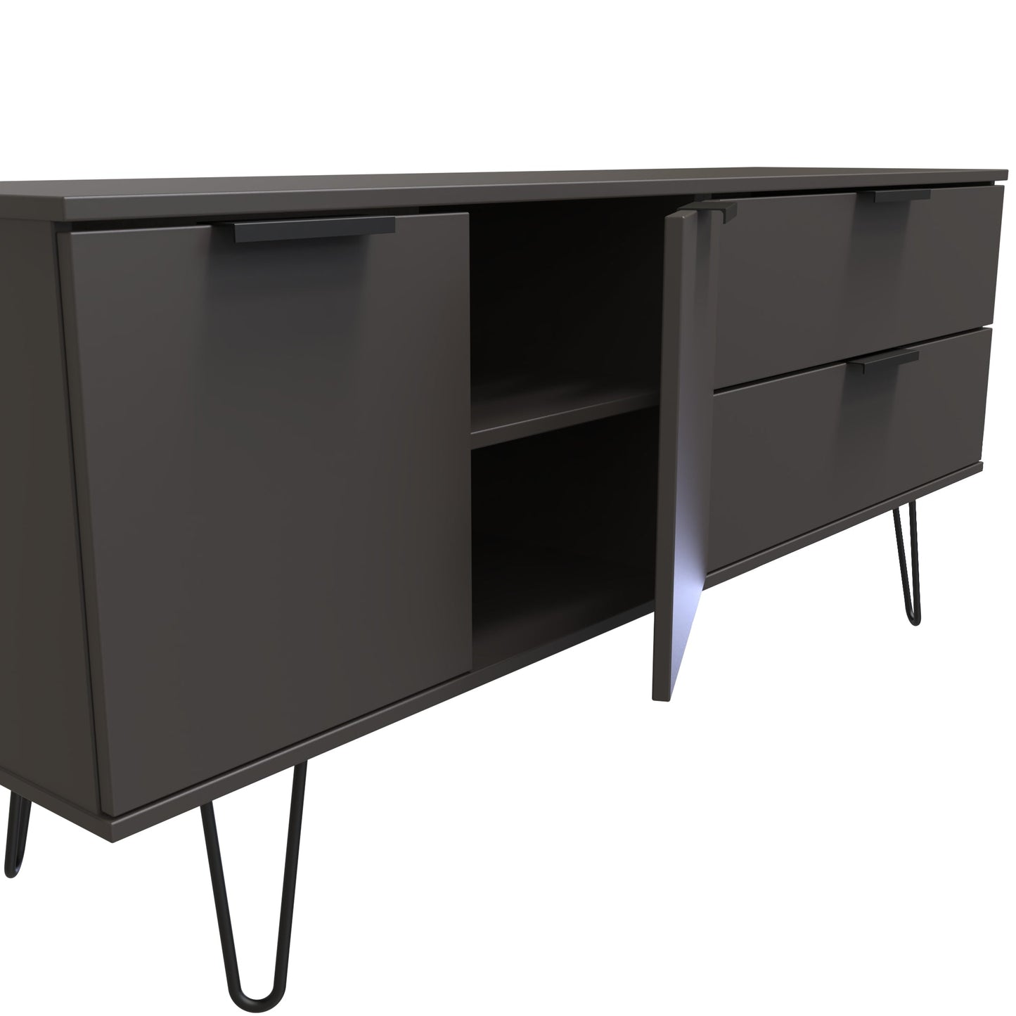 Hong Kong C Large Sideboard Black 2 Doors 2 Drawers 147cm