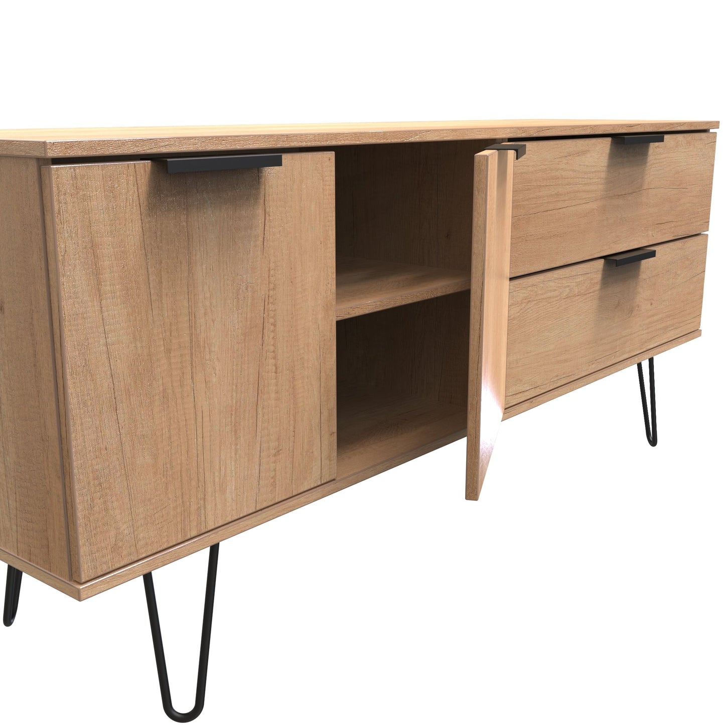 Hong Kong C Large Sideboard Dark Oak 2 Doors 2 Drawers 40cm