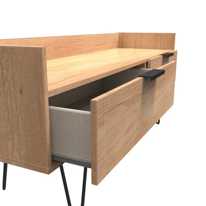 Hong Kong C TV Unit Dark Oak 2 Drawers 39cm