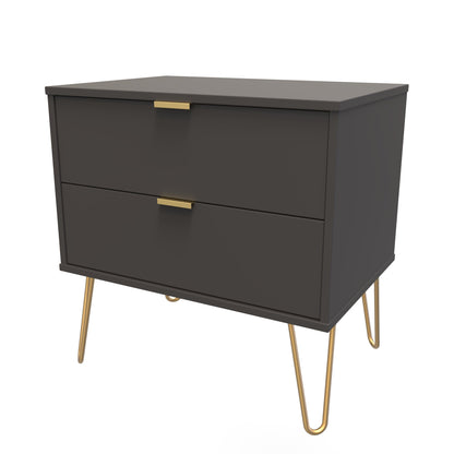 Hong Kong F Side Table Black 2 Drawers 60cm