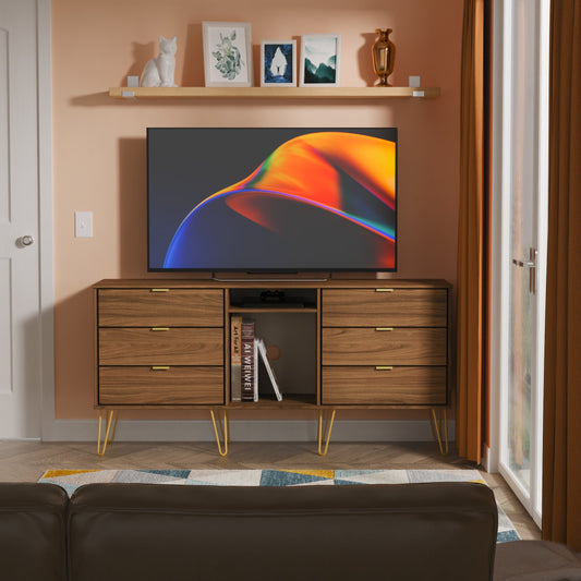 Hong Kong F Large Sideboard Oak 2 Shelves 6 Drawers 40cm