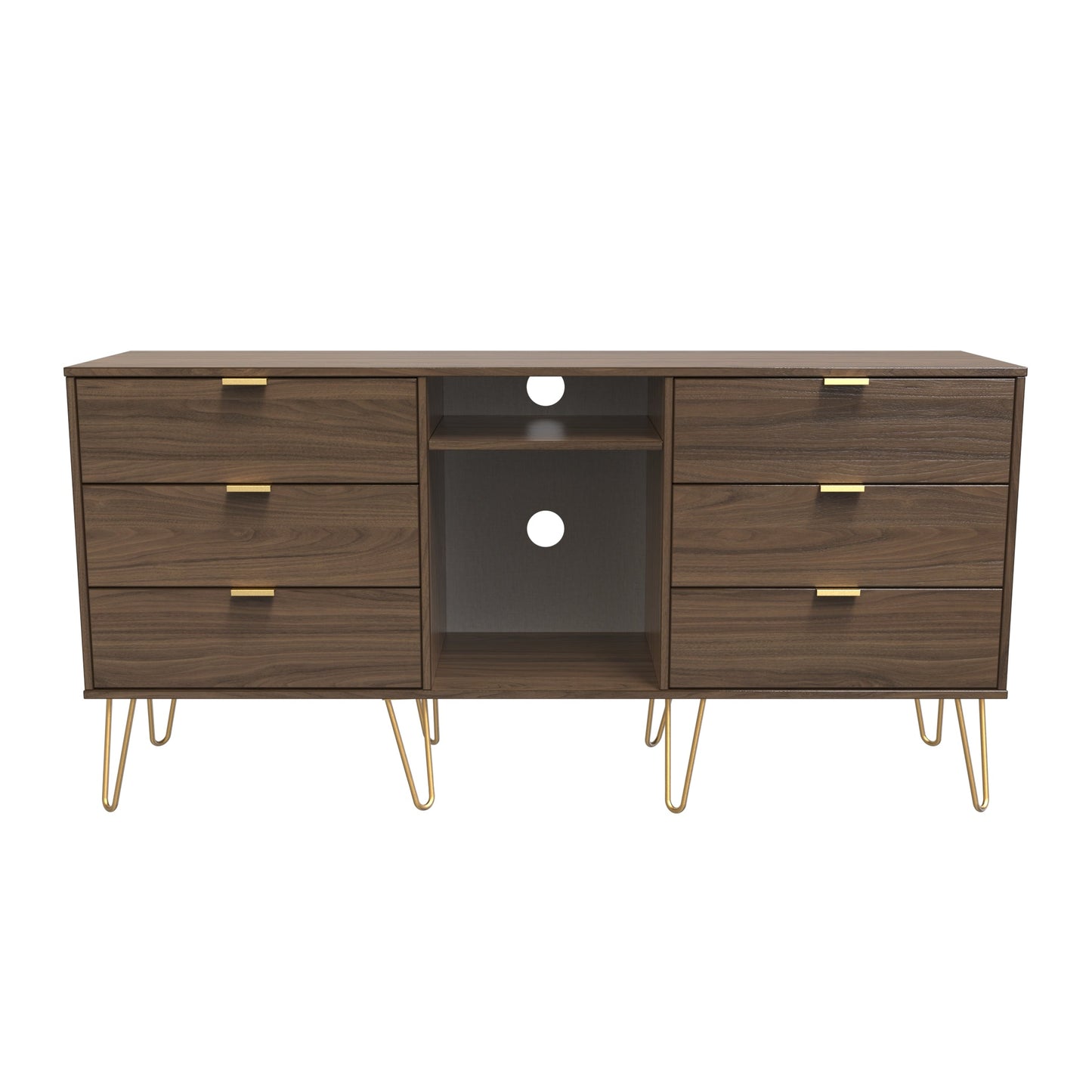Hong Kong F Large Sideboard Oak 2 Shelves 6 Drawers 40cm