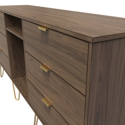 Hong Kong F Large Sideboard Oak 2 Shelves 6 Drawers 40cm